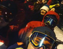 All aboard an inflatable snow raft!